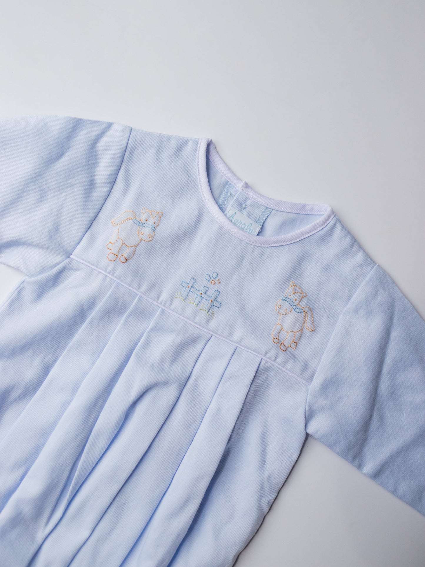 Long Sleeve Horse Farm Embroidered Bubble | Blue