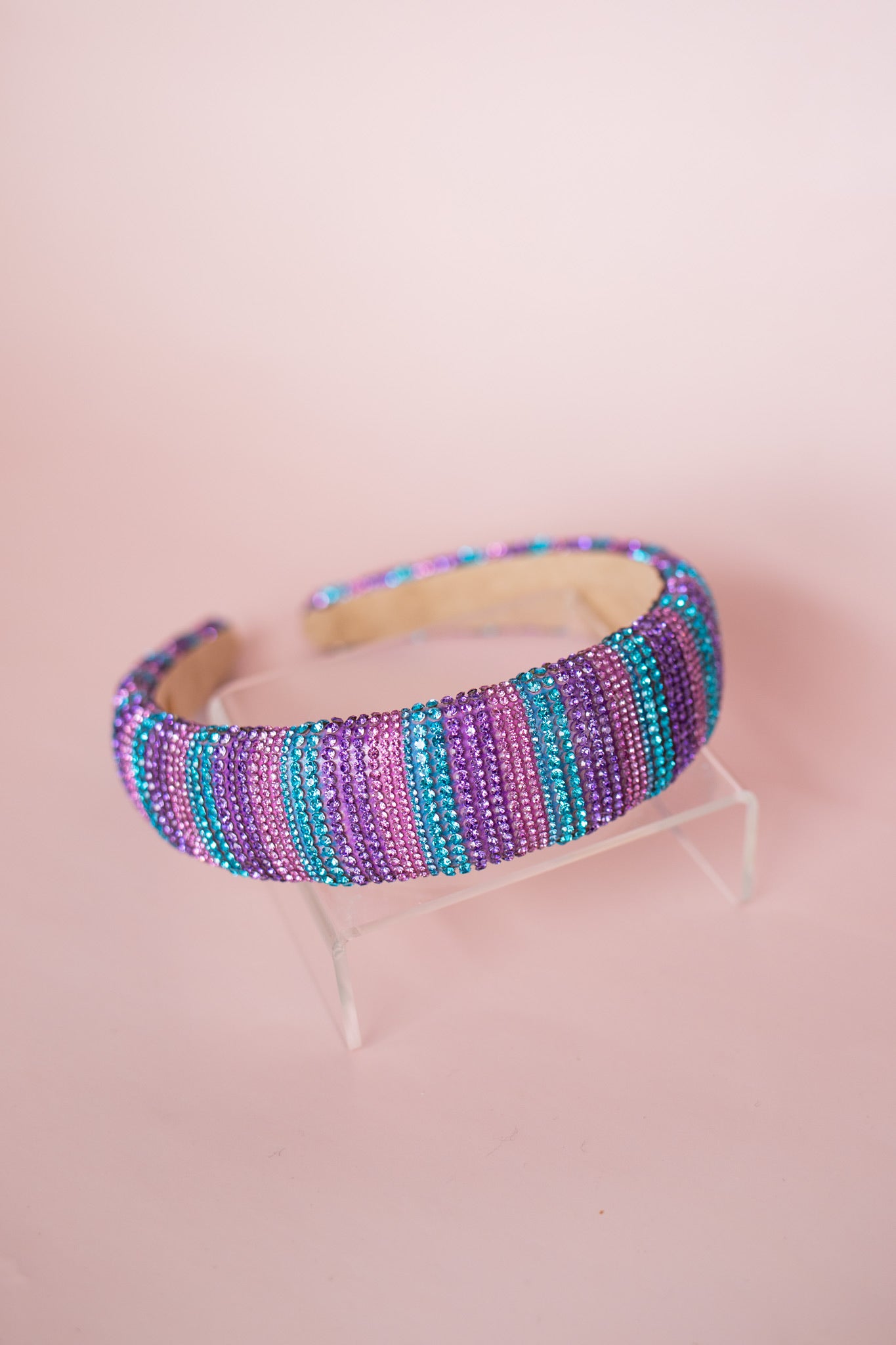 Fully Crystal Stripe Headband | Purple + Blue