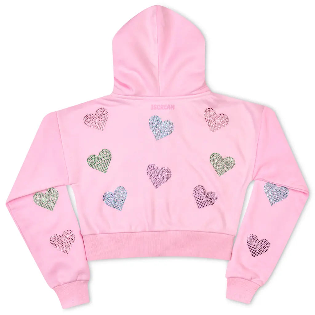 Sparkling Hearts Cropped Zip Hoodie