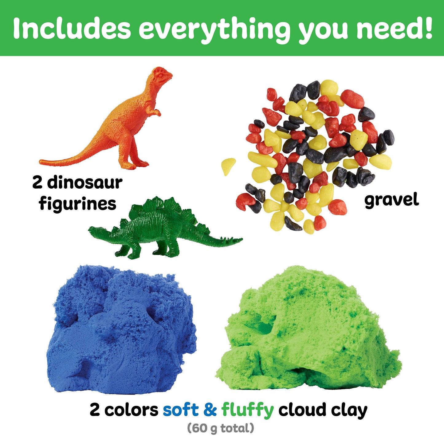 Sensory Mini Play Kit Jar with Cloud Clay | Dinosaur