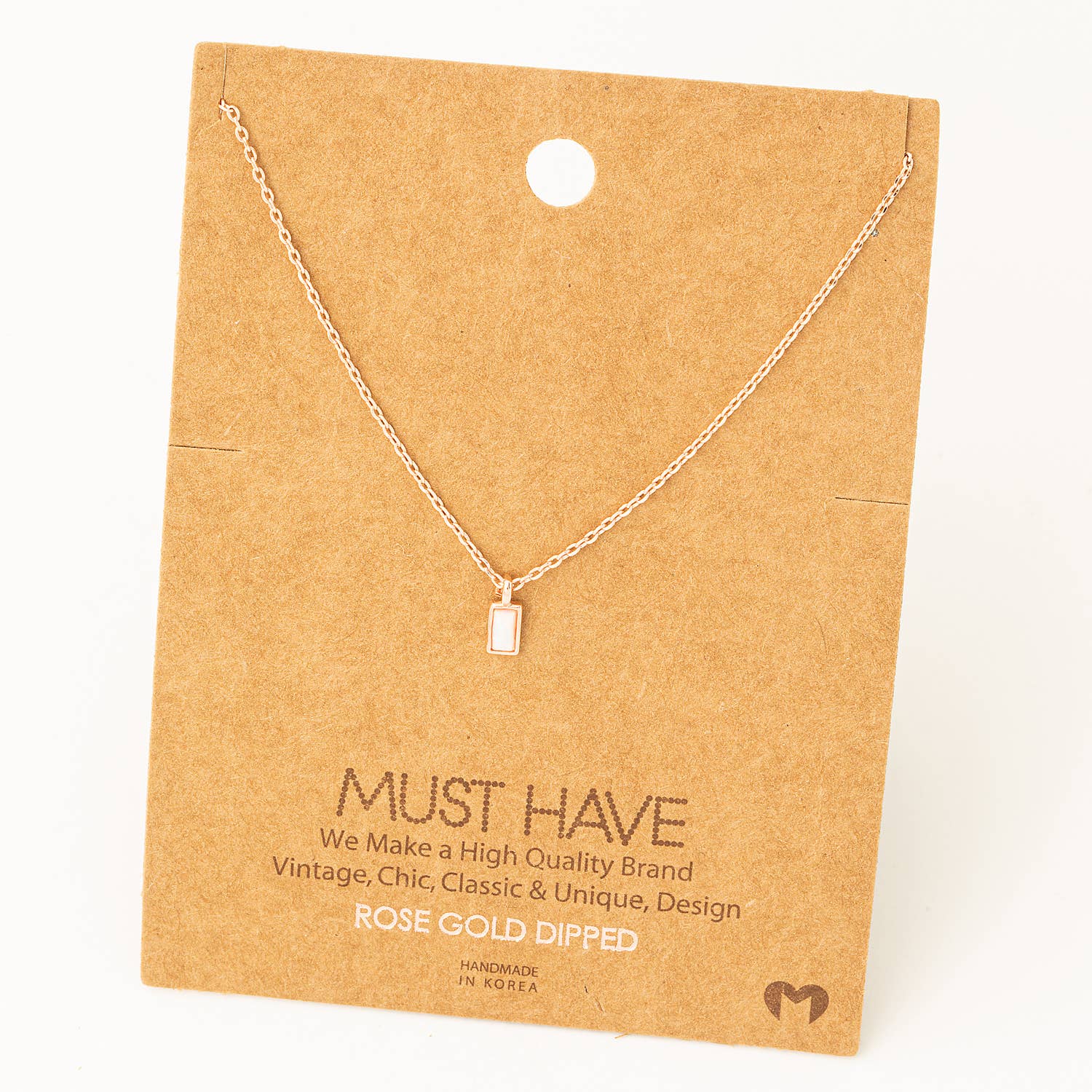 Mini Rectangle Charm Layered Necklace | Rose Gold