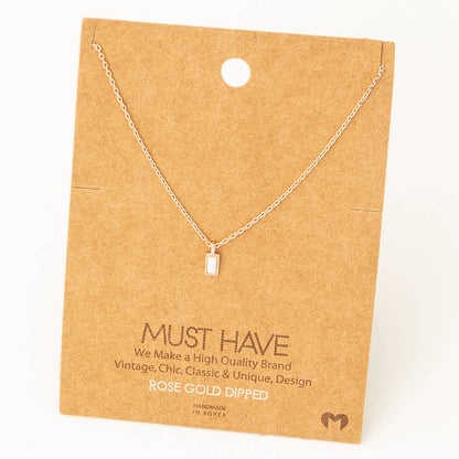 Mini Rectangle Charm Layered Necklace | Rose Gold