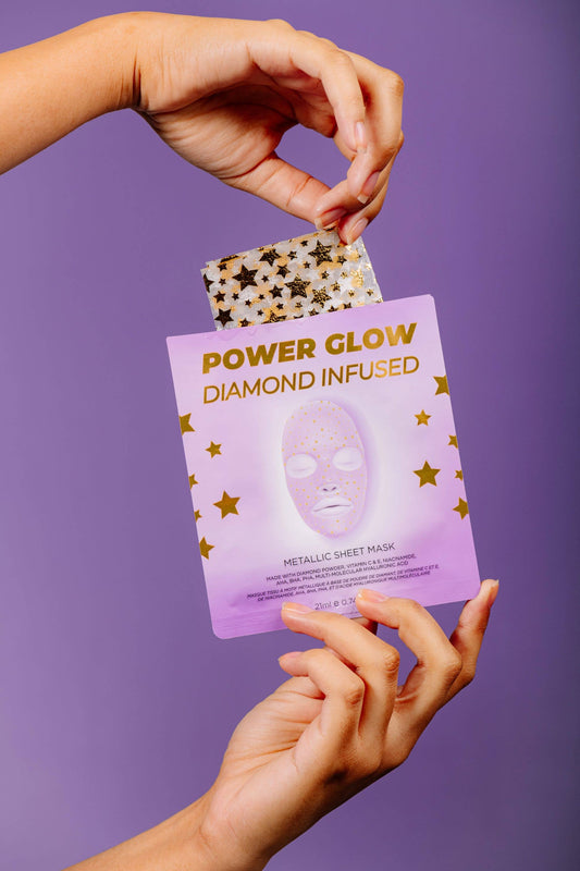 Power Glow Diamond Infused Metallic Face Sheet Mask 💎