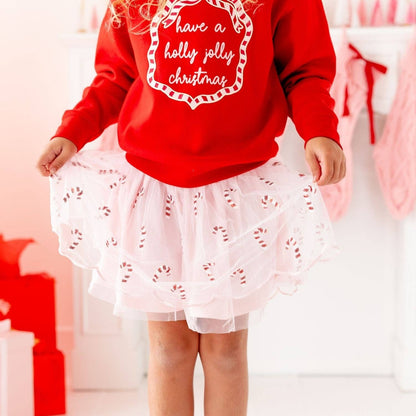 Candy Cane Scalloped Tutu Skirt