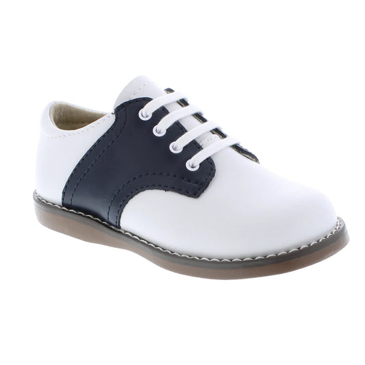 Footmates Two-Tone Leather Saddle Oxford | White/Navy