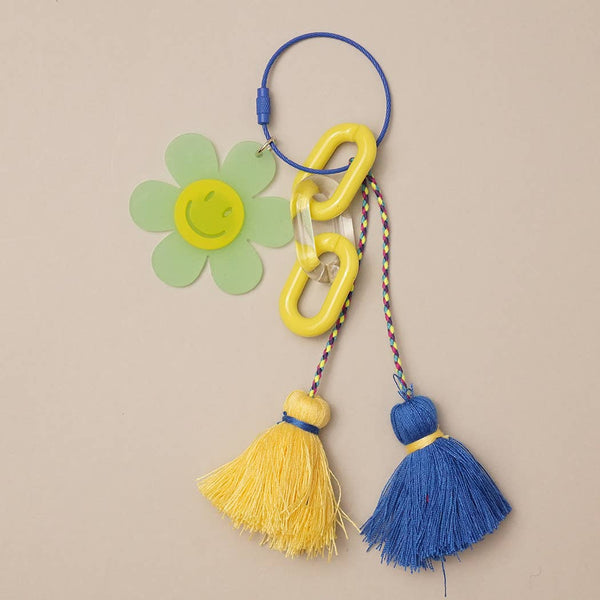 Happy Face Flower Chunky Keychain