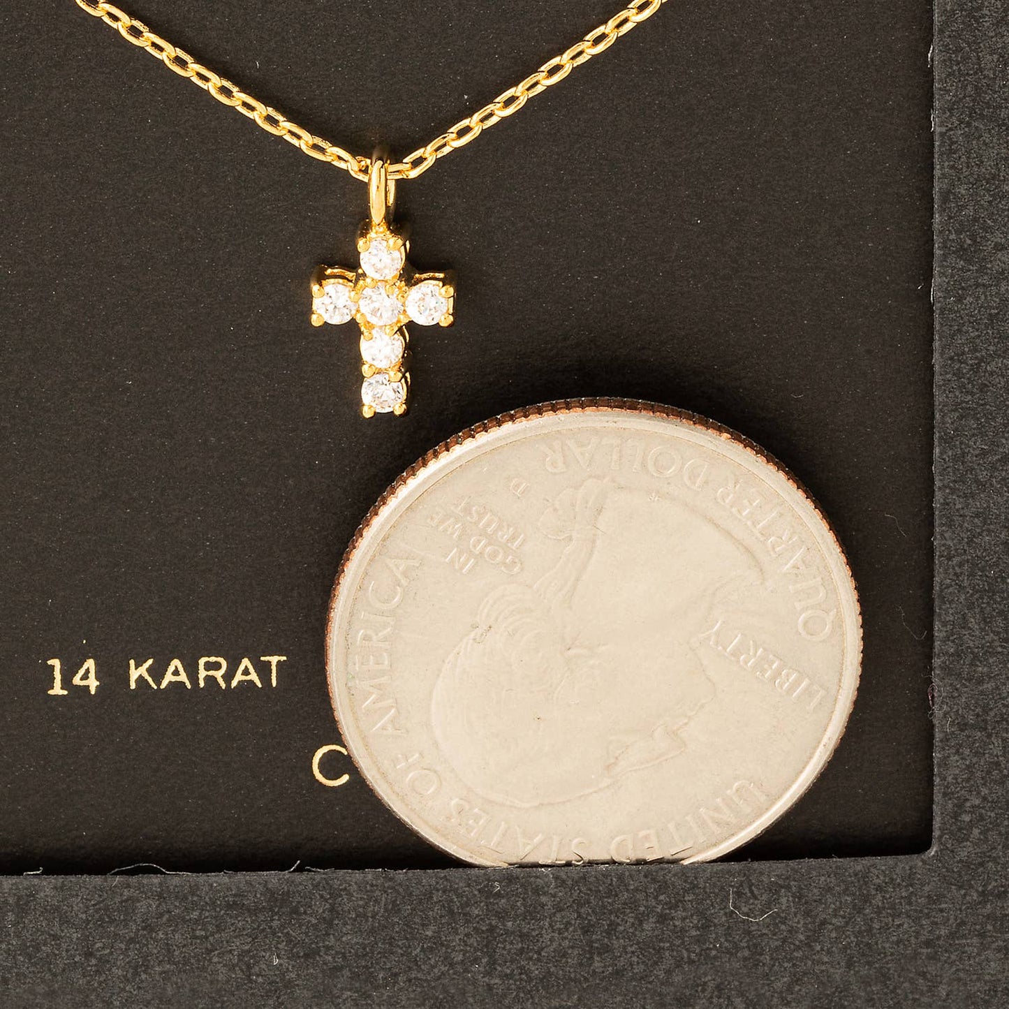 Secret Box Cz Mini Cross Charm Necklace