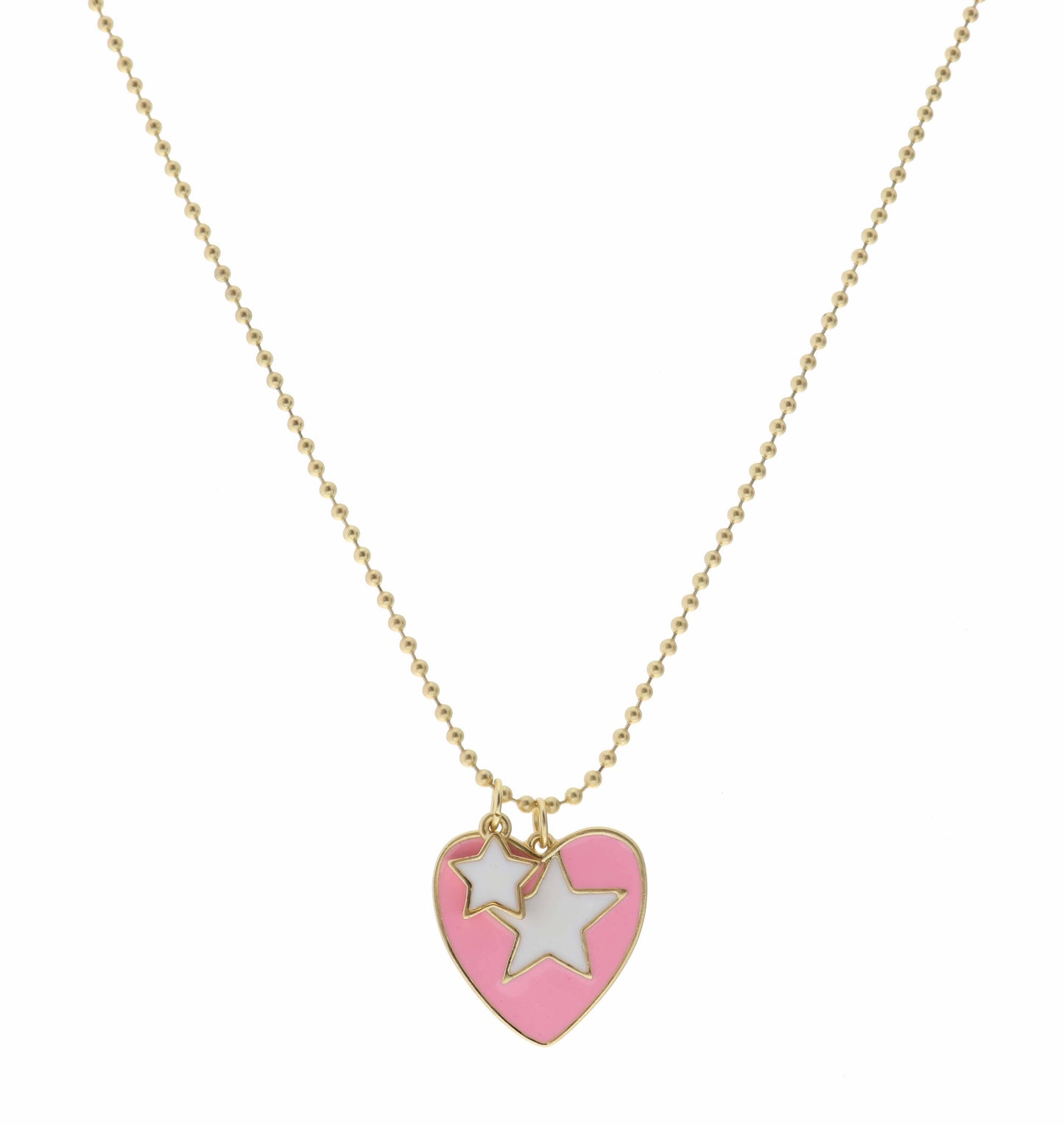 White + Pink Heart Star Necklace