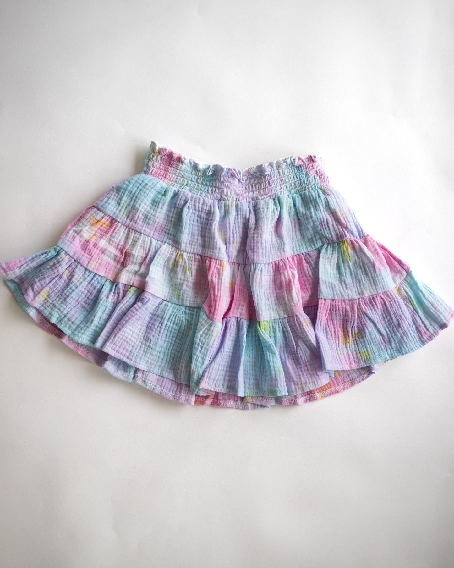 Pastel Tie Dye Tiered Skirt