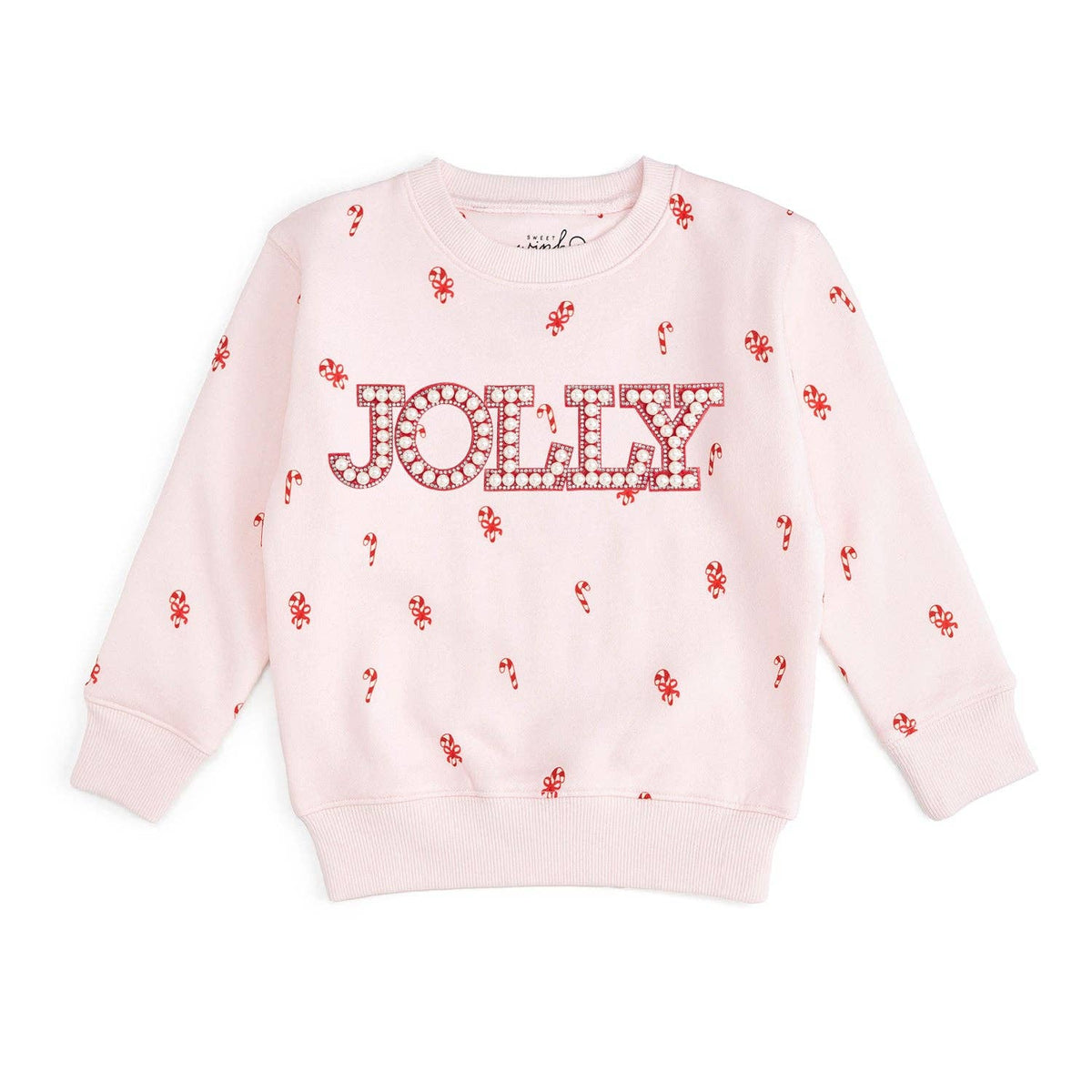 Jolly Pearl Patch Candy Cane Christmas Sweatshirt