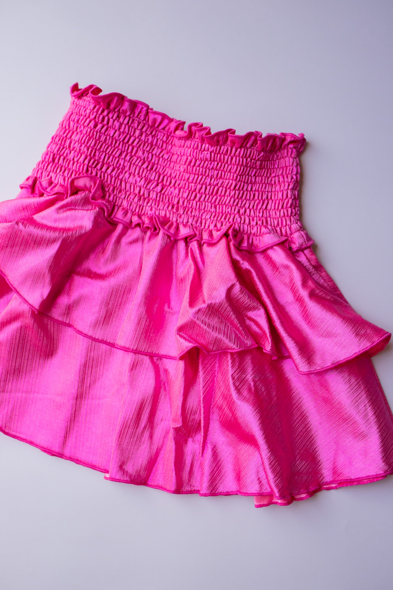 Metallic Smocked Skirt | Fuchsia