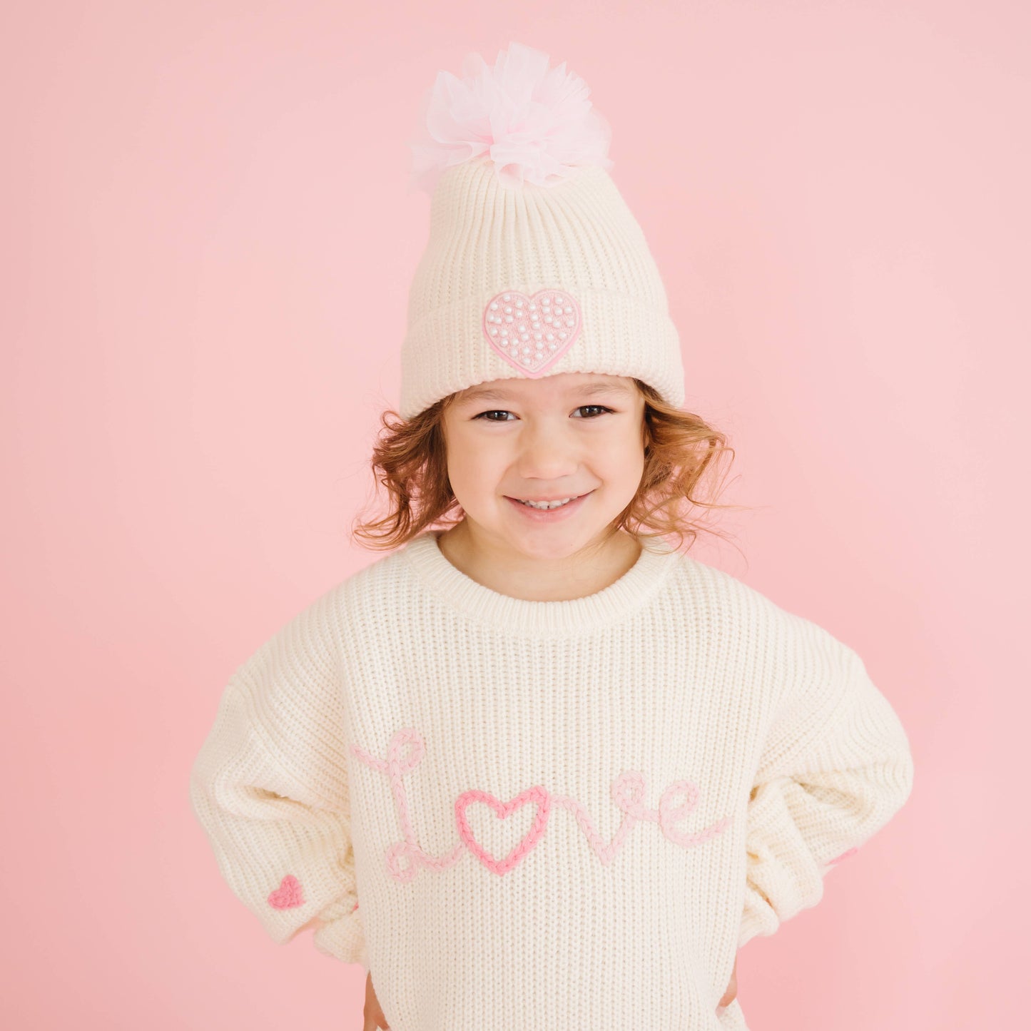 Ditsy Love Valentine's Day Knit Sweater - Kids Clothing