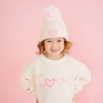 Ditsy Love Valentine's Day Knit Sweater - Kids Clothing