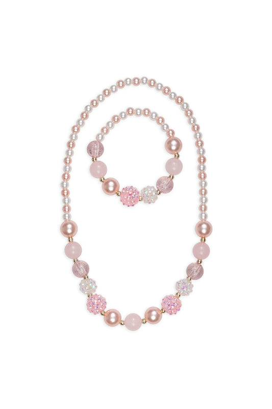 Pinky Pearl Necklace + Bracelet Set