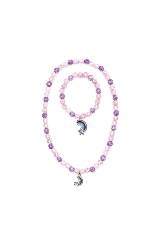 Purple Rainbow Necklace + Bracelet Set