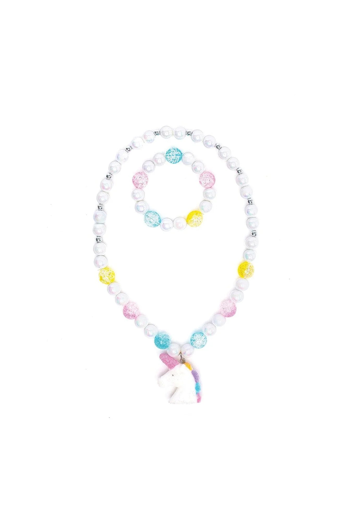 White Unicorn Necklace & Bracelet Set
