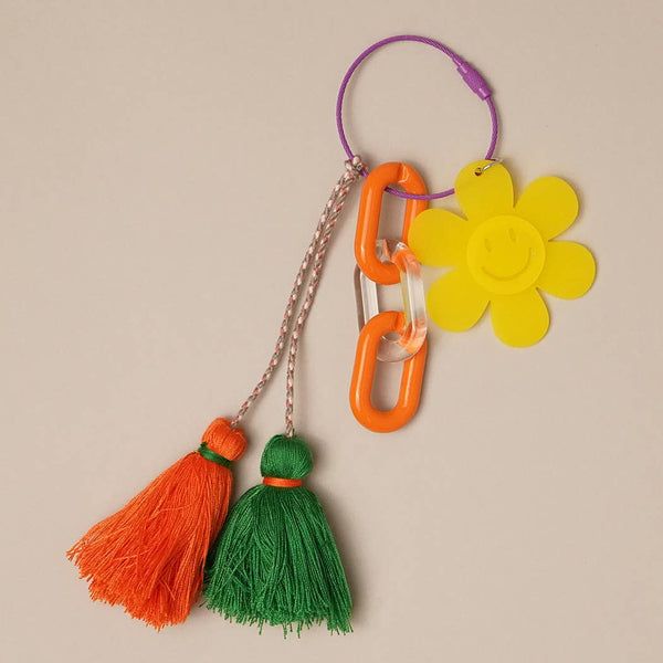Happy Face Flower Chunky Keychain