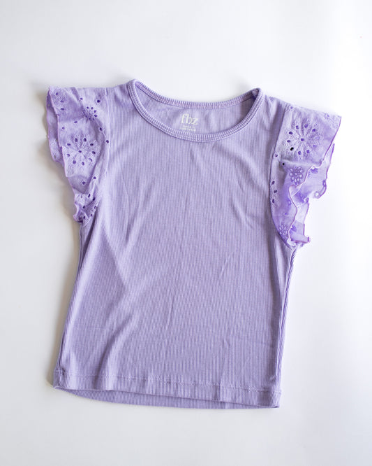 Lavender Eyelet Flutter Sleeve Top