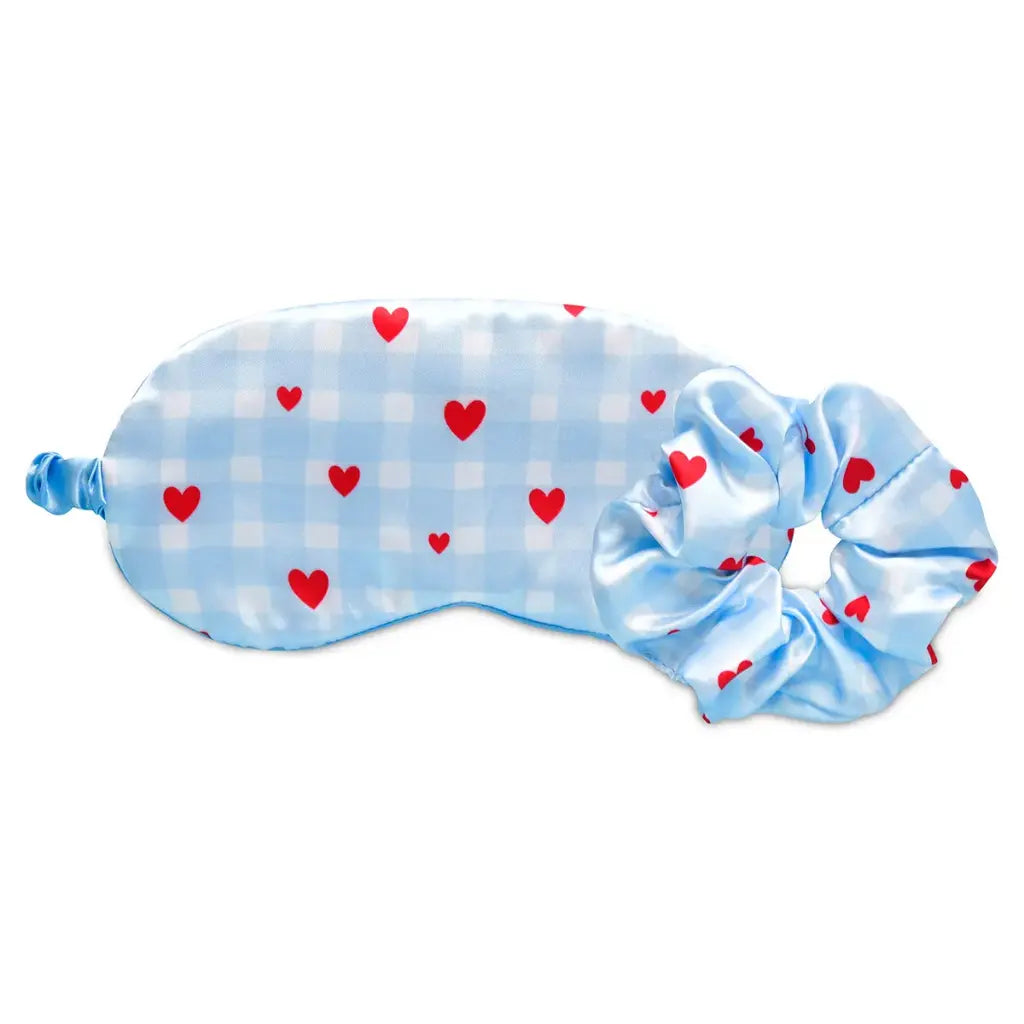 Gingham Heart Eye Mask & Scrunchie Set