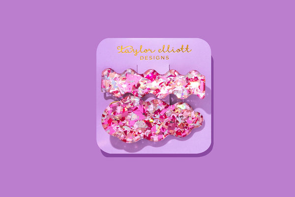 Hair Clip Set - Pink Confetti - Set of 2