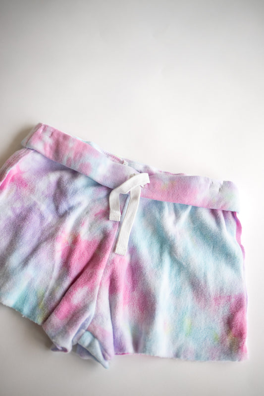 Pastel Tie Dye Fold Over Waist Short