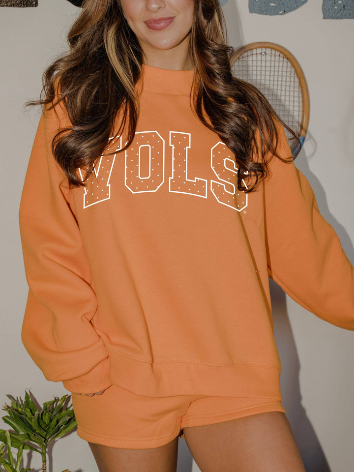 Womens Vols Polka Dot Puff Mock Neck Sweatshirt