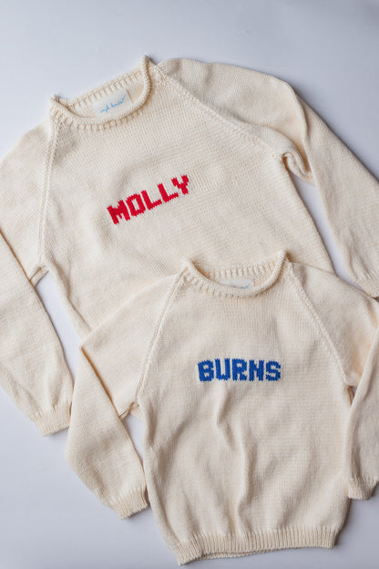Name Sweater | Natural with Red