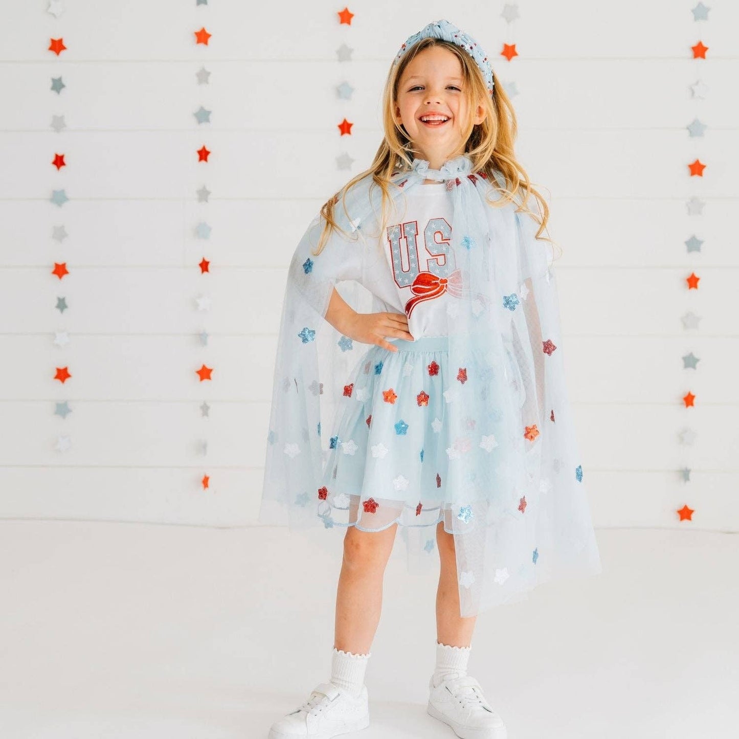 USA Sequin Stars Cape - - Kids Fourth of July Dress Up Cape