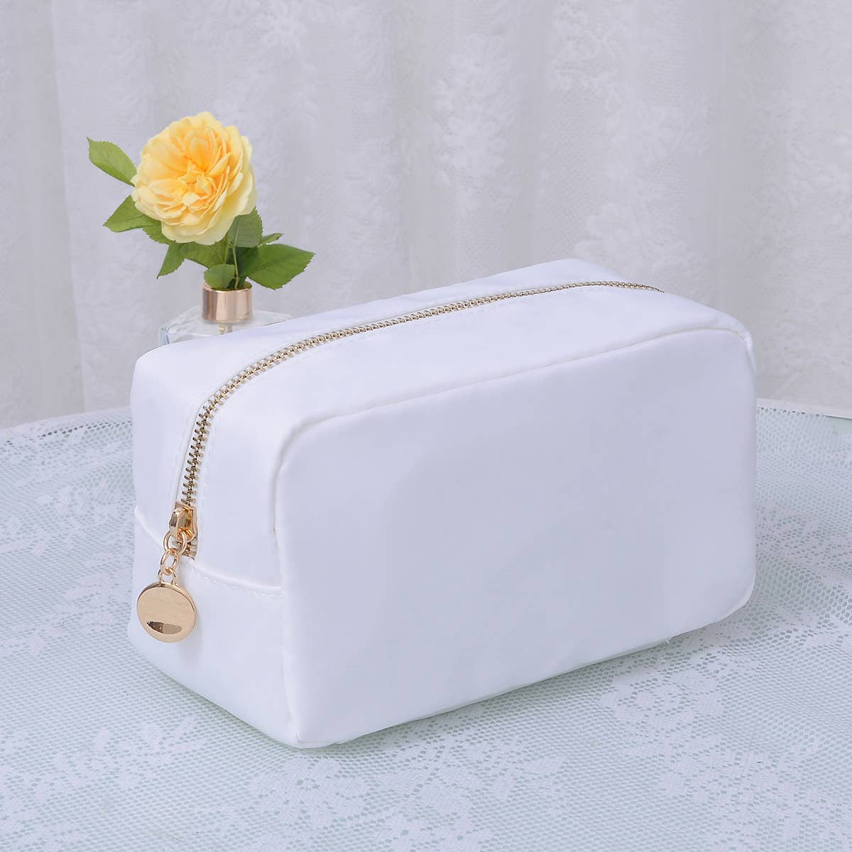 Round Zippered Nylon Pouch Bag (includes 2 complimentary patches)