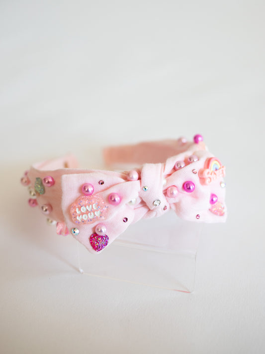 Charm+ Pearl Bow Knot Headband | Pink