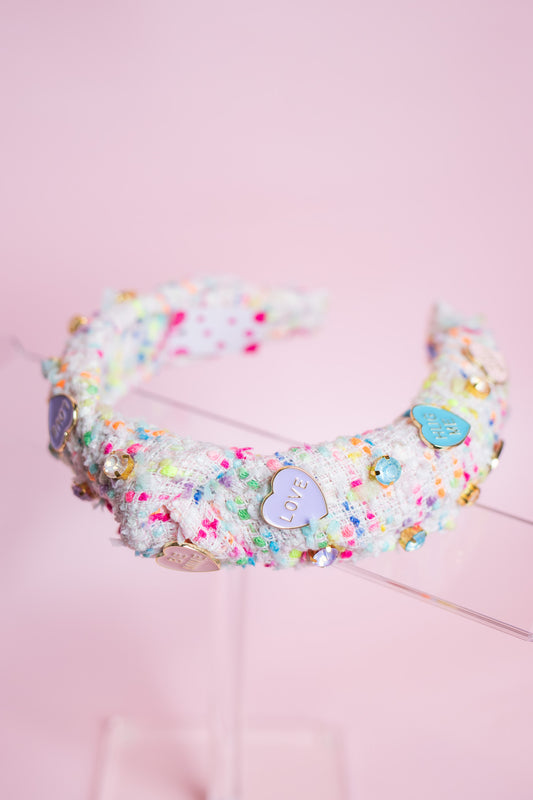 Tweed Conversation Heart Knot Headband