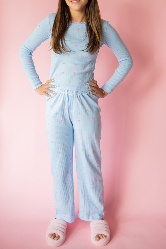 Pointelle Pant | Blue Rose