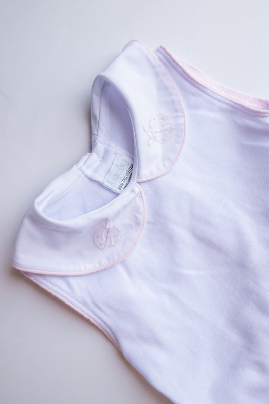 Ladybug Embroidered Knit Short Set | Pink/White