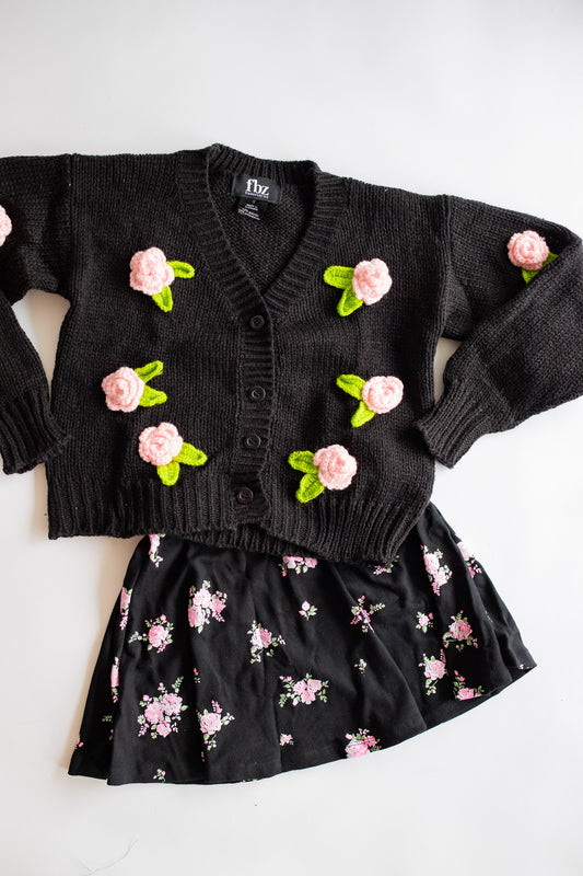 Knit Cardigan | Black Rose