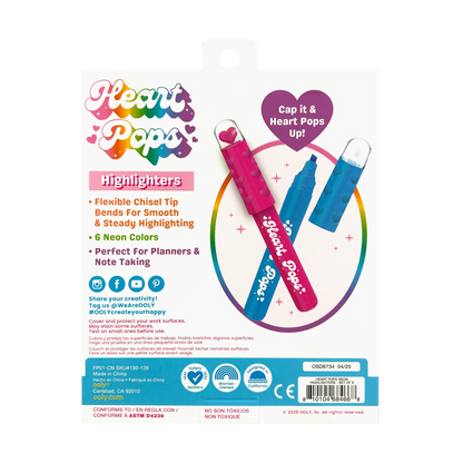 Heart Pops: Neon Highlighters (Set of 6)