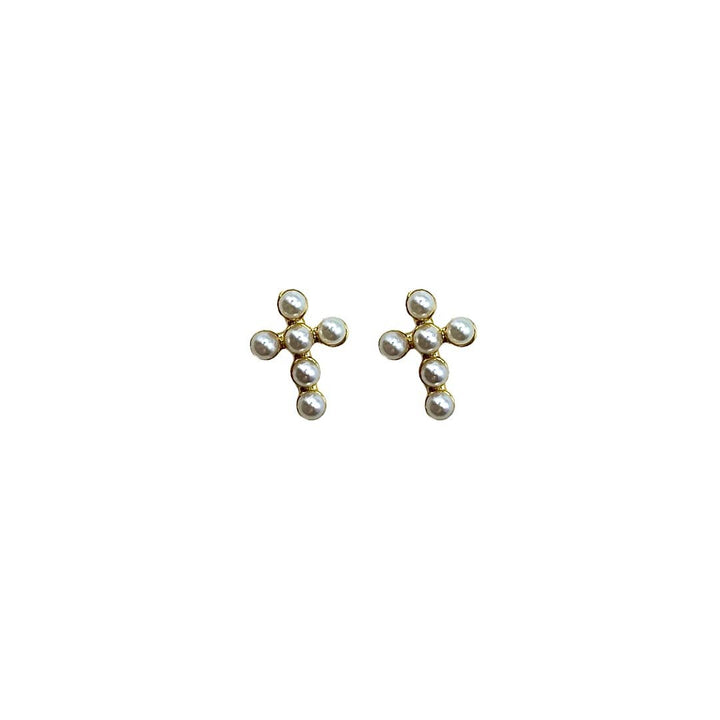 Cross Pearl Stud