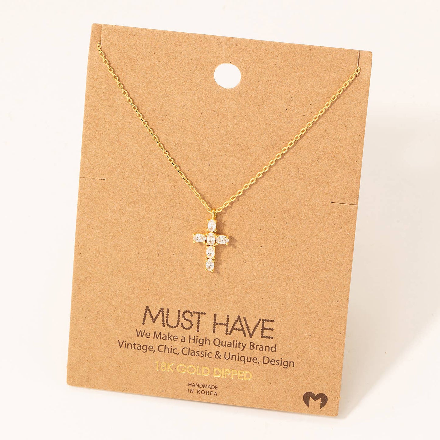 Rhinestone Cross Pendant Necklace | Silver