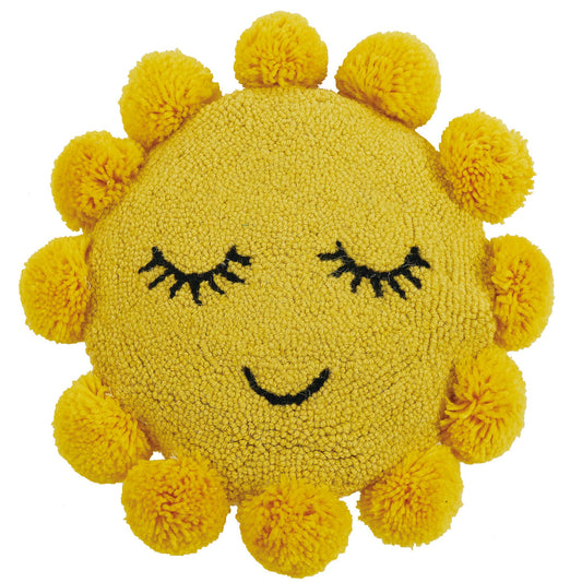 Sunshine Hook Pillow w/Pom Poms