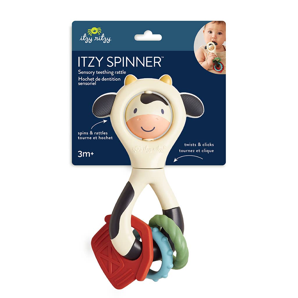 Itzy Spinner™ | Sensory Teething Rattle  | Carmen the Cow