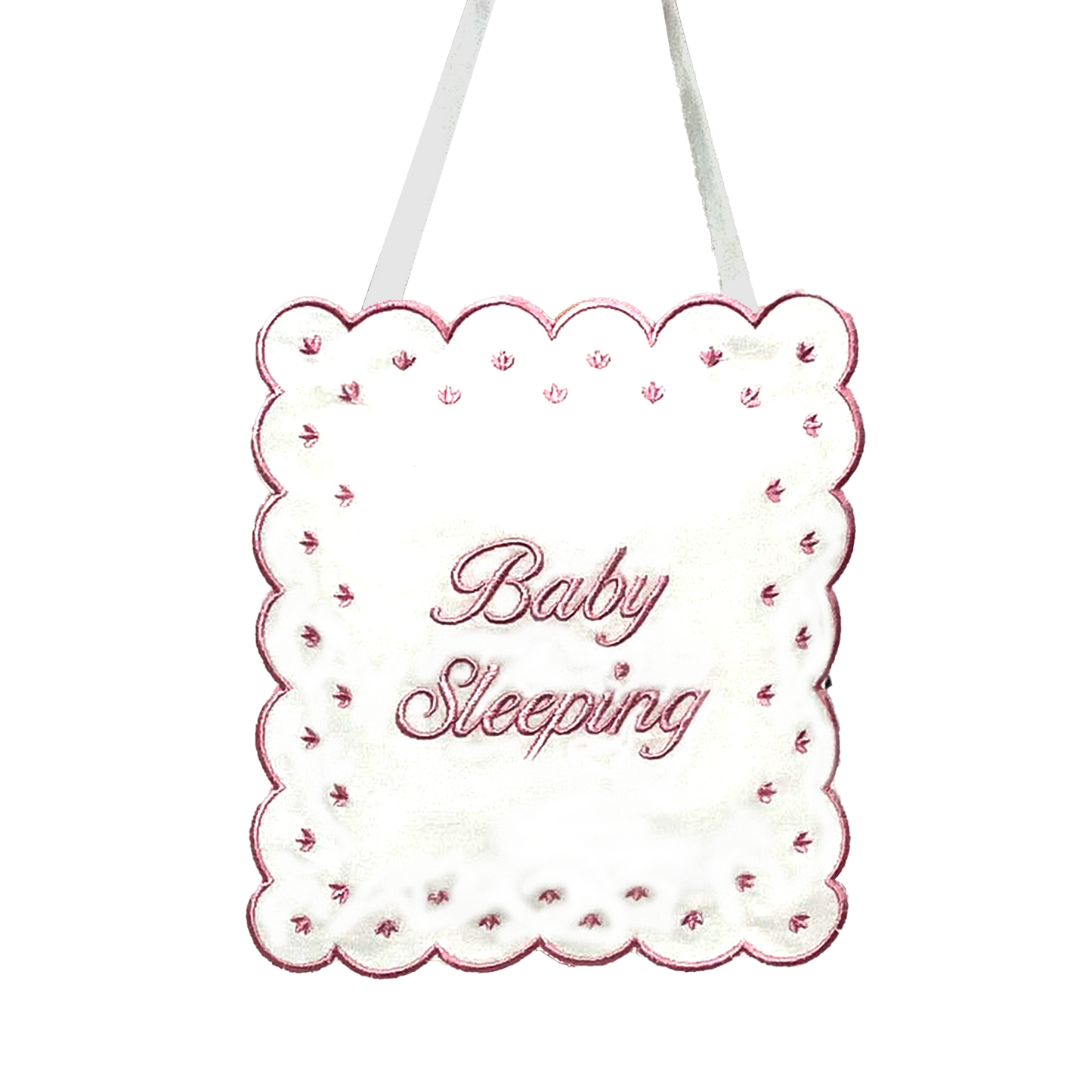 Linen Baby Sleeping Sign Pillow: Pink