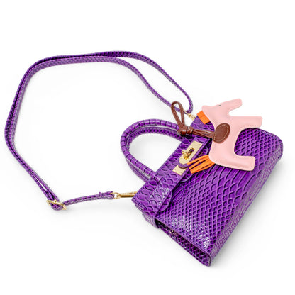 Purple Crocodile Pony Handbag
