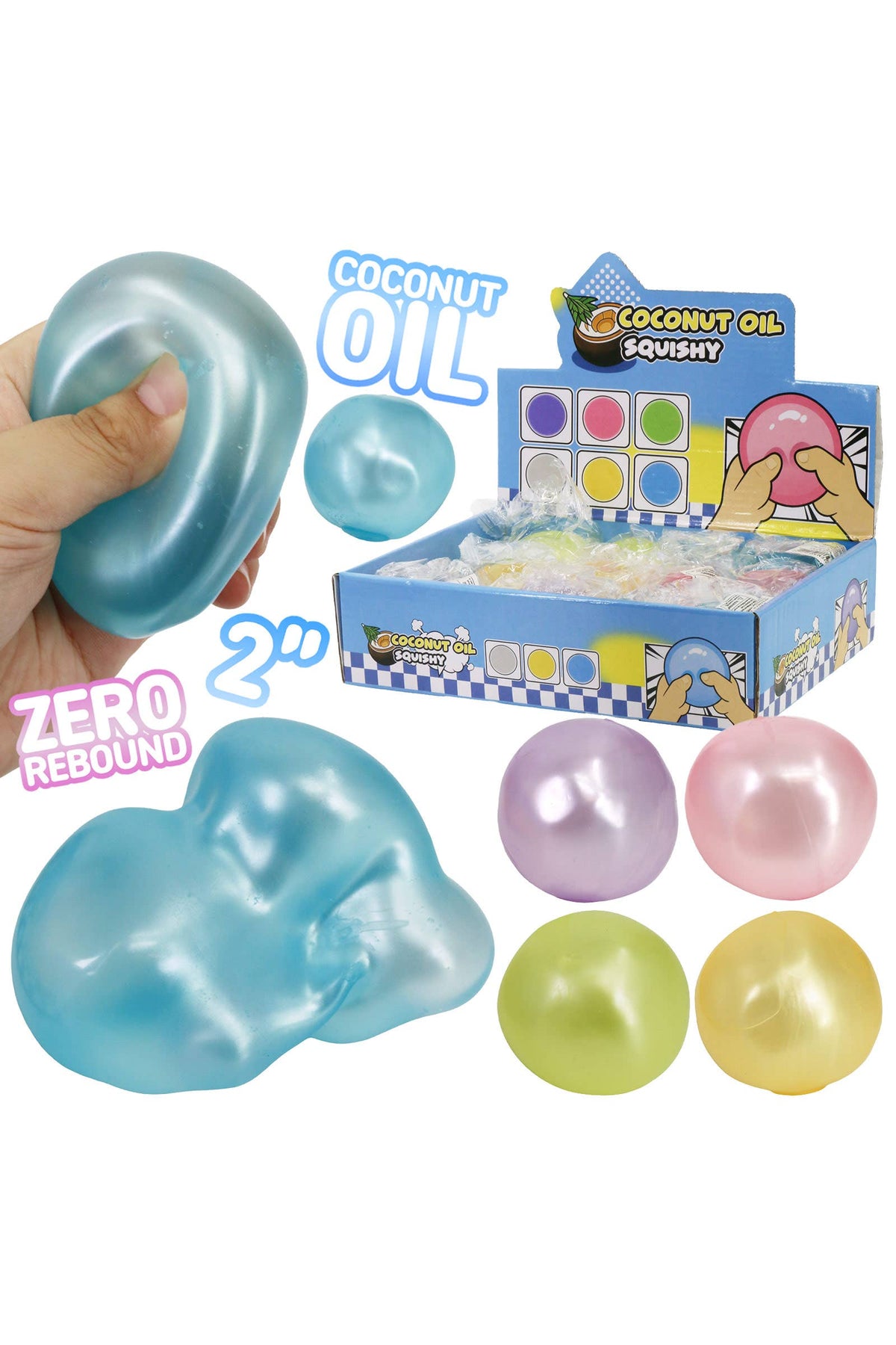 Pearlescent Coconut Oil Filled Squishy Ball | Assorted
