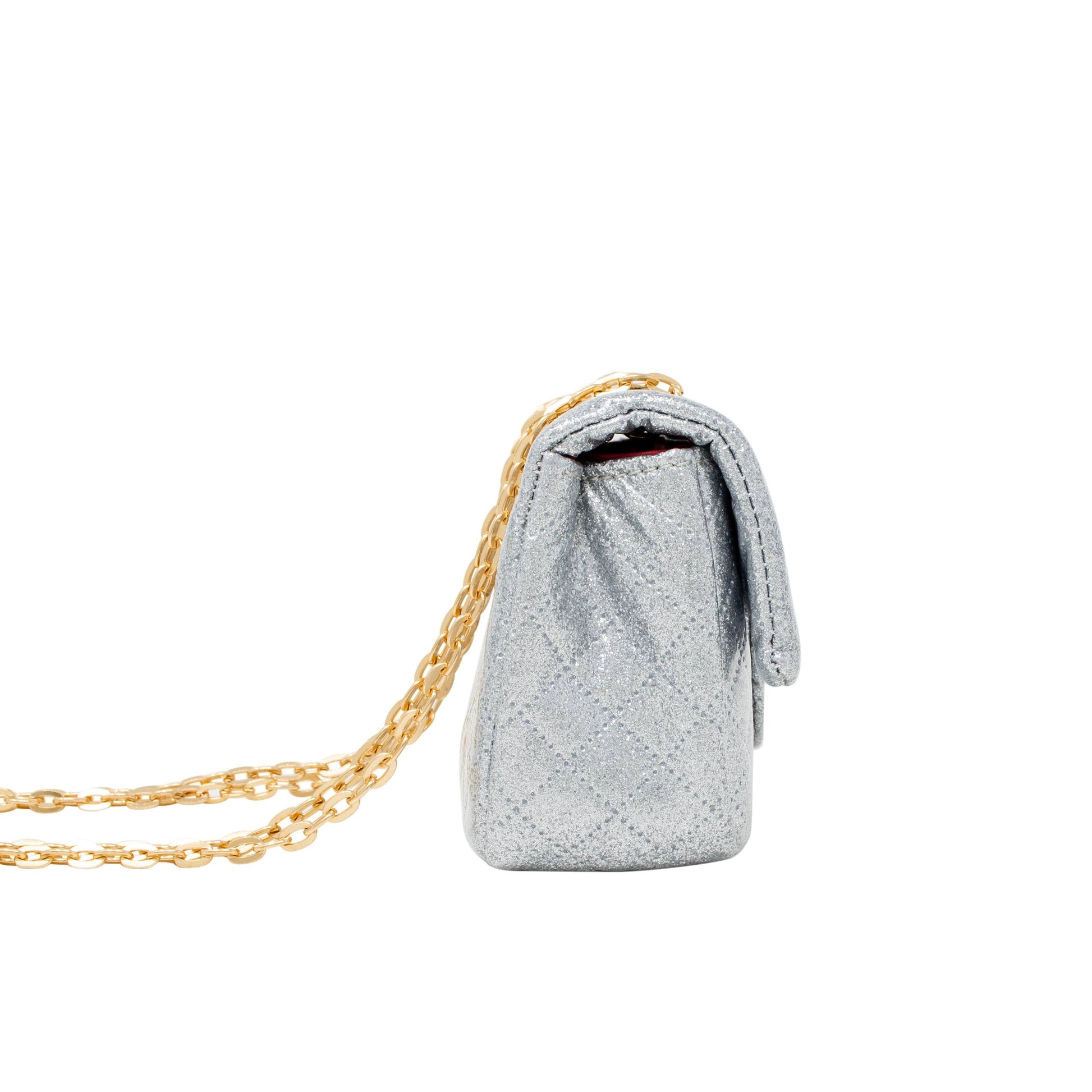 Classic Quilted Sparkle Mini Bag | Silver