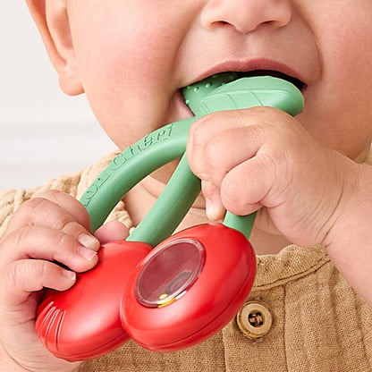 Bitzy Shake Silicone Teether w Rattle | Cherries