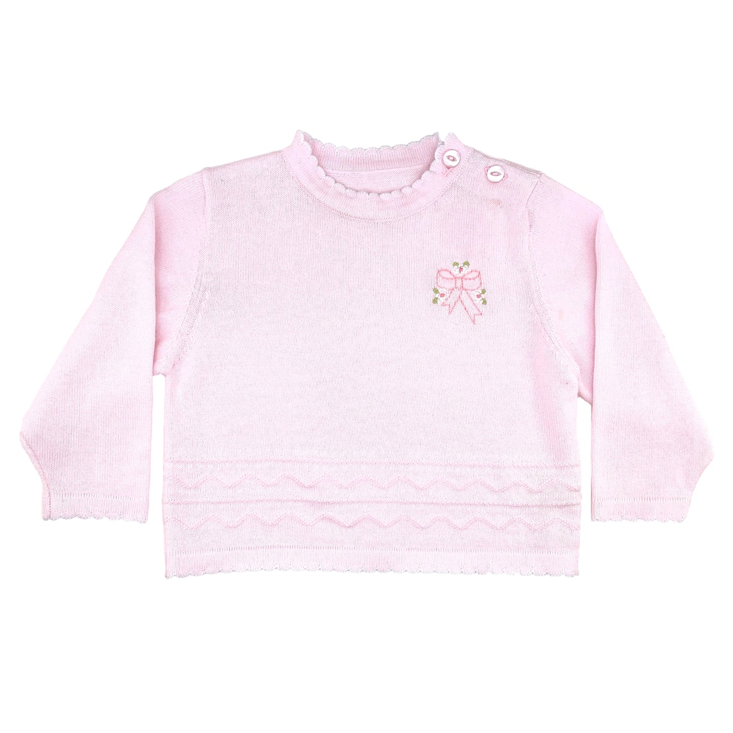 Embroidered Bow Lightweight Knit Sweater