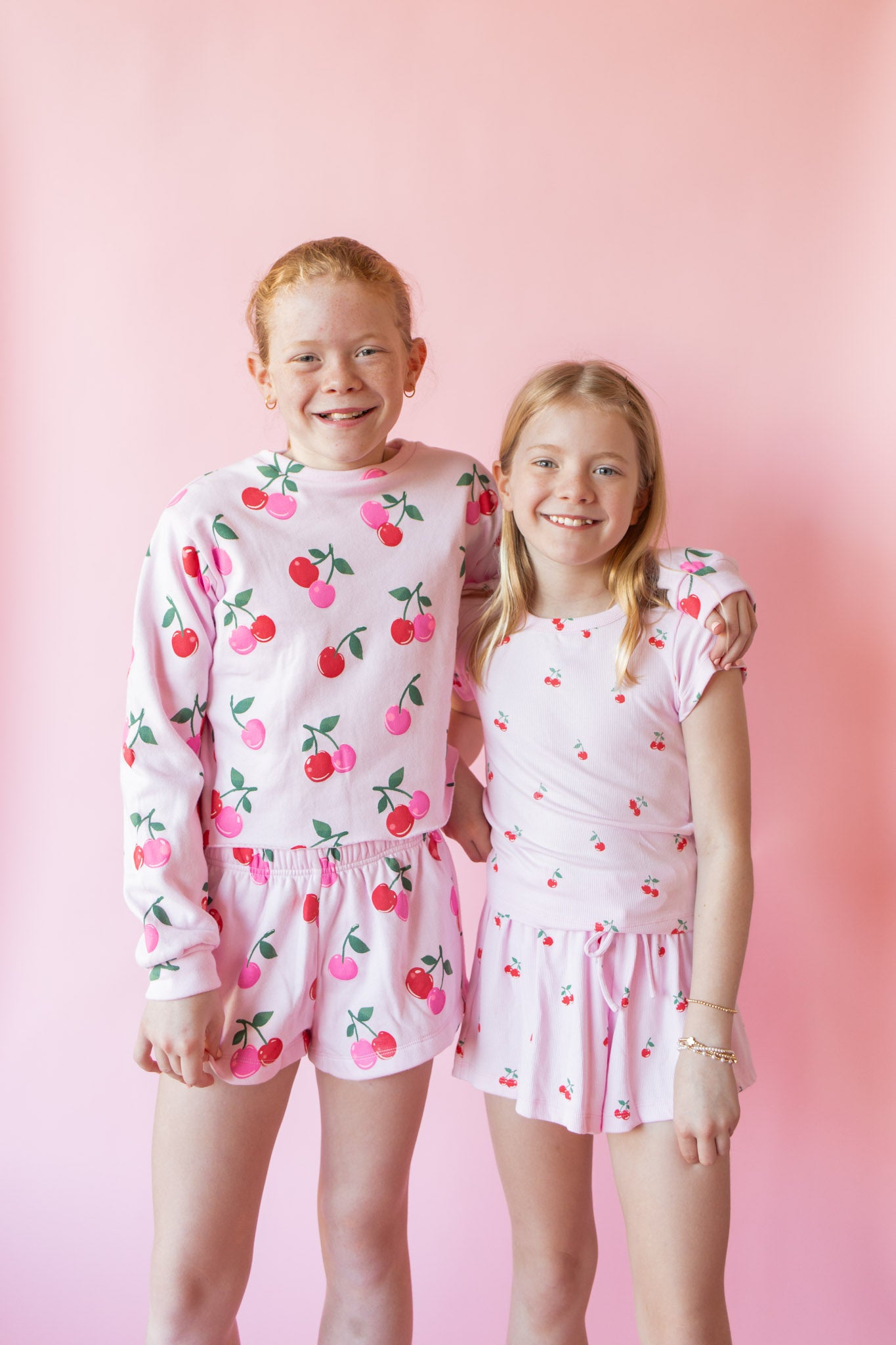 Cherry Print Sweatshirt | Pink