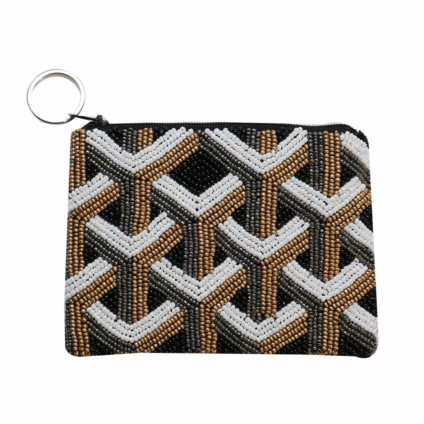 Yellow Pattern Beaded Coin Purse