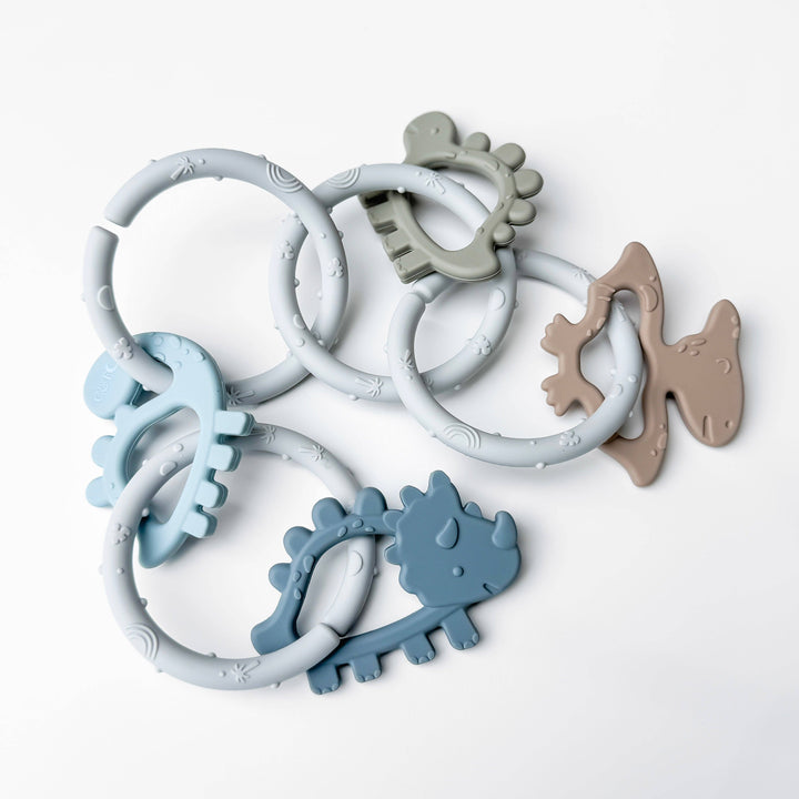 Dino Rings Silicone Teether | Blue/Green