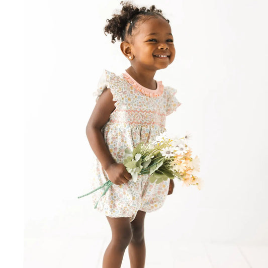 Enchanted Meadows Smocked Bubble | Pink