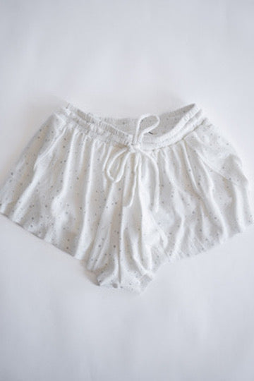 Silver Sparkle Shorts| White